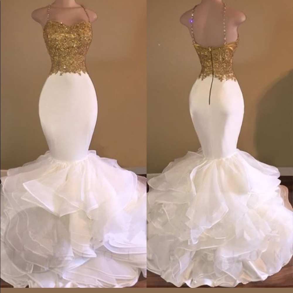 prom dress white and gold